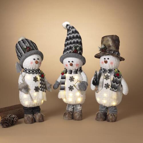 Gerson 2657790 Table Decor Assorted Lighted Plush Snowmen 22" Assorted