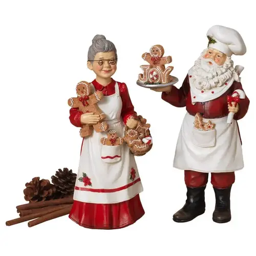 Figurine Assorted Mr. & Mrs. Chef Santa Clause 12" Assorted - pack of 6