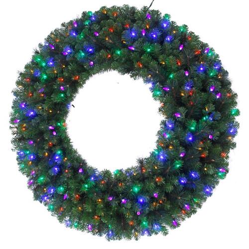 Wreath Platinum 26" D LED Prelit Multicolored Mixed Pine