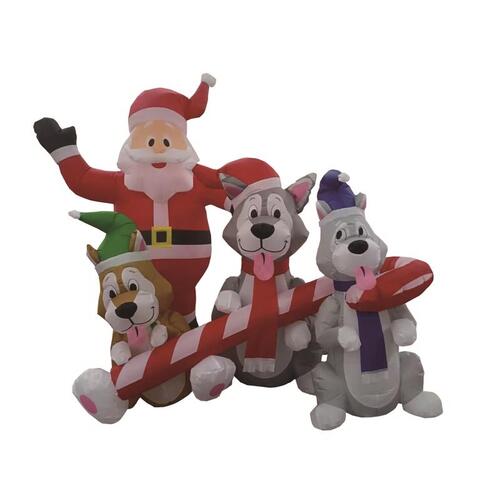 Celebrations 22MY090757 Inflatable Santa With Dogs 6 ft.