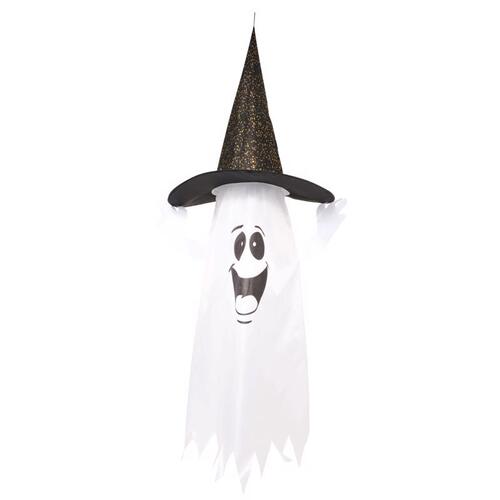 Halloween Decor 5 ft. Prelit Ghost w/Witch Hat