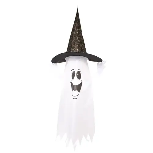 Fun World 91969 Halloween Decor 5 ft. Prelit Ghost w/Witch Hat