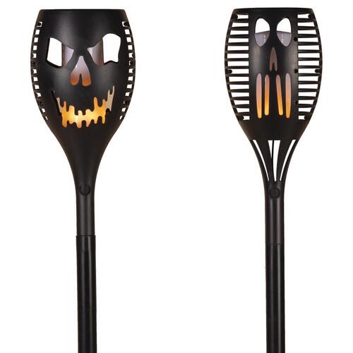 Pathway Decor Orange 31" LED Solar Scary Pumpkin Face Torch - pack of 9