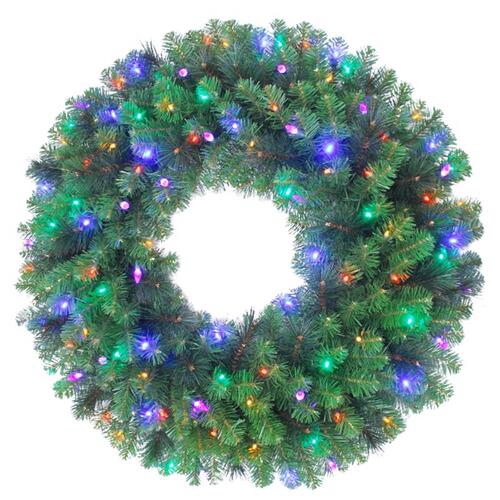 Wreath Platinum 48" D LED Prelit Multicolored Mixed Pine