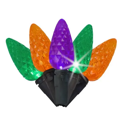 String Lights Multicolored 100 ct LED C6 Faceted Halloween