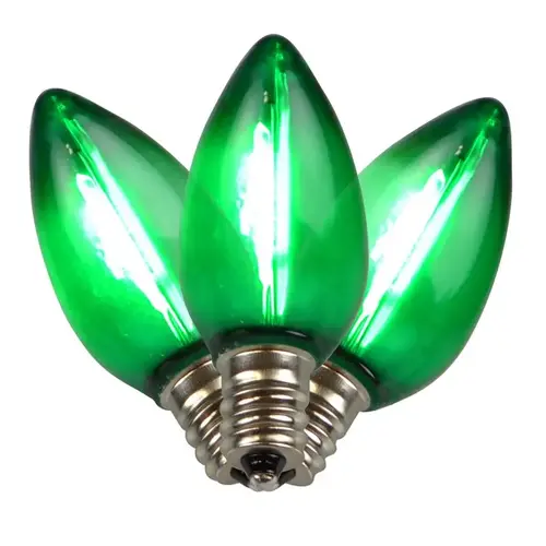 Christmas Light Bulbs LED C7 Green 25 ct Replacement