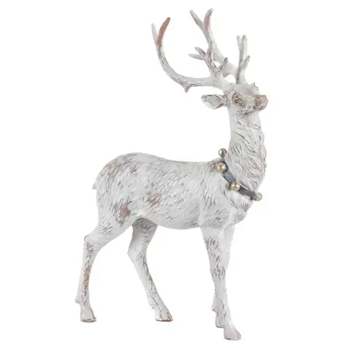 Figurine White Standing Holiday Deer 12" White