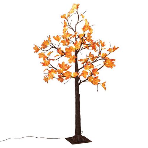 Gerson 2366880 Fall Decor Warm White 48 ct 4 ft. LED Prelit Maple Leaf Lighted Tree