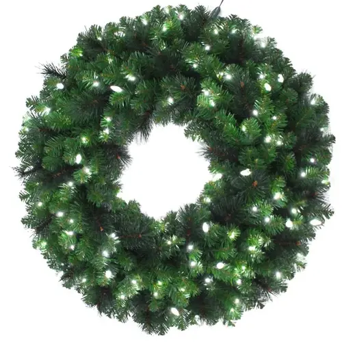 Wreath Platinum 26" D LED Prelit Pure White Pine