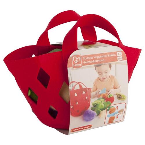 Hape Toys E3167 Soft Toy Vegetable Basket Plush Red 8 pc Red