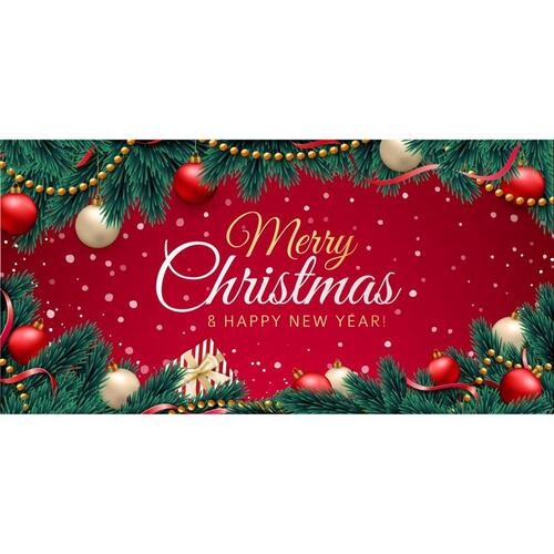 Celebrations RE2-07-16-001 Garage Door Cover Merry Christmas and Happy New Year 7 ft. x 16 ft.
