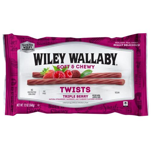 Wiley Wallaby 121302 Licorice Candy Australian Style Strawberry/Raspberry/Yumberry 12 oz