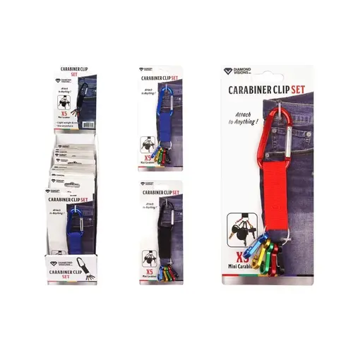 Carabiner Clip Set Aluminum/Nylon Assorted Assorted