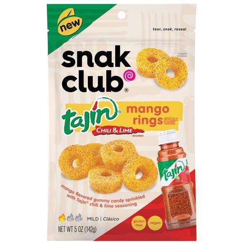 SNAK CLUB 1721904-XCP6 Gummi Candy Tajin Mango Rings 5 oz Bagged - pack of 6