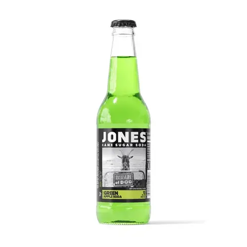 Jones Soda JU-407-XCP24 Cane Sugar Soda Green Apple 12 oz - pack of 24