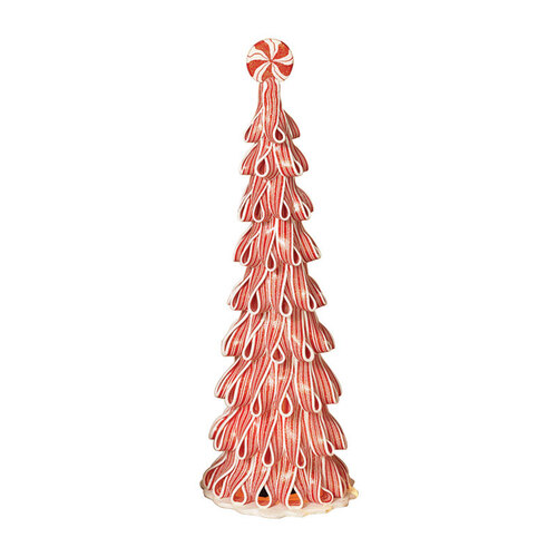 Gerson 2151010 Christmas Tree Incandescent Red/White Peppermint Ribbon with Light 18" Red/White