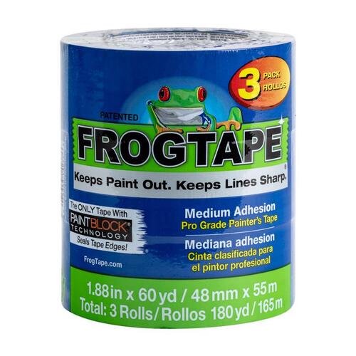 FrogTape 104957 Painter's Tape, 60 yd L, 1.88 in W, Blue - pack of 3