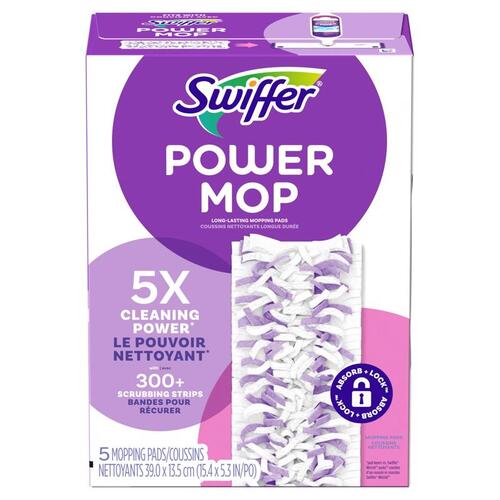 SWIFFER 08188 Mop Refill Power Mop 15.4" Wet and Dry Microfiber White