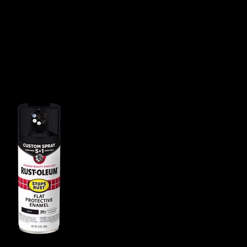 Spray Paint Stops Rust Custom Spray 5-in-1 Flat Black 12 oz Black