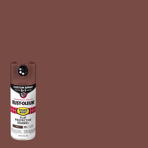 Spray Paint Stops Rust Custom Spray 5-in-1 Flat Brown 12 oz Brown