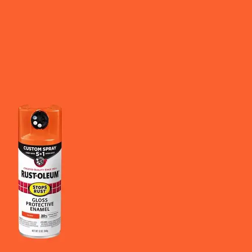 Spray Paint Stops Rust Custom Spray 5-in-1 Gloss Orange 12 oz Orange