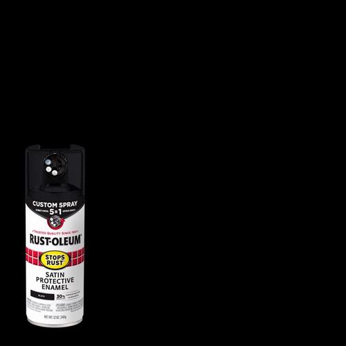 Spray Paint Stops Rust Custom Spray 5-in-1 Satin Black 12 oz Black