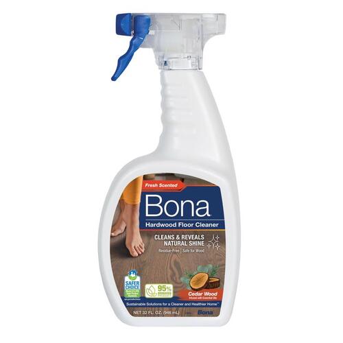 Bona WM700051223 Hardwood Floor Cleaner, 32 oz Bottle, Liquid, Cedar Wood, Blue
