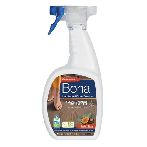 Bona WM700051223 Hardwood Floor Cleaner, 32 oz Bottle, Liquid, Cedar Wood, Blue