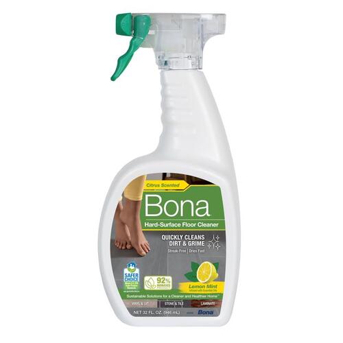 Bona WM700051224 Hard-Surface Floor Cleaner, 32 oz Bottle, Liquid, Lemon-Like, Clear