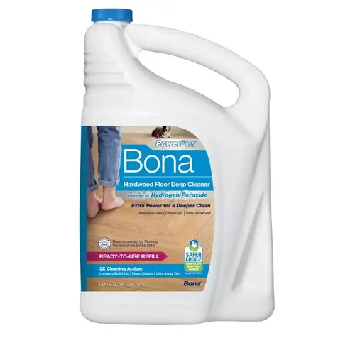 Bona WM850018001 PowerPlus Hardwood Floor Deep Cleaner Refill, 128 oz Bottle, Liquid, Mild, Clear
