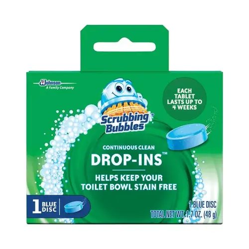 SCRUBBING BUBBLES 00191 DROP-INS Toilet Bowl Cleaner, 1.7 oz Pack, Solid, Blue
