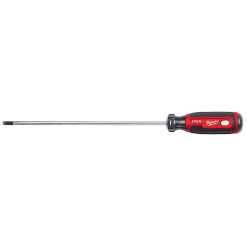 3/16 In. x 8 In. Cushion Grip Cabinet Tip Slotted Screwdriver (USA) Black/Red