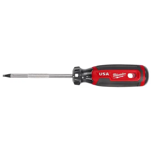 #2 x 4 In. Square Recess Cushion Grip Screwdriver (USA) Black/Red