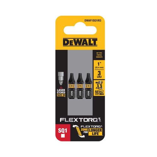 Impact Driver Bit Set FlexTorq Square #1 X 1" L Steel