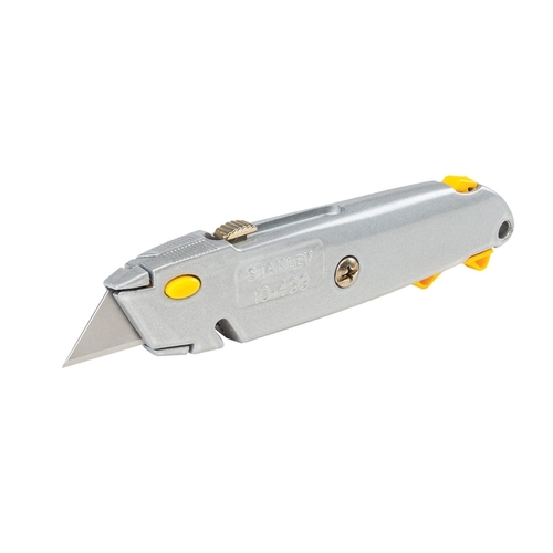 Utility Knife, 2-7/16 in L Blade, 3 in W Blade, HCS Blade, Straight Handle, Gray Handle