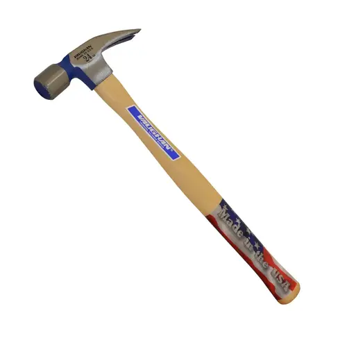 Vaughan 505M Hammer, 24 oz Head, Rip Framing, Straight Claw, Milled Head, Steel Head, 17 in OAL Natural Wood