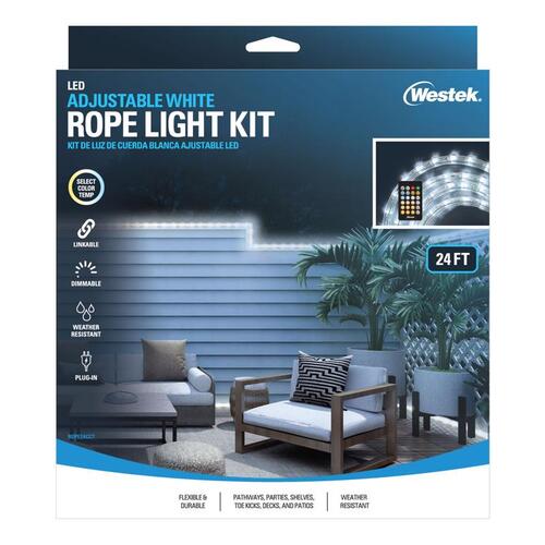 Rope Light Kit 24 ft. L White Plug-In LED 548 lm White