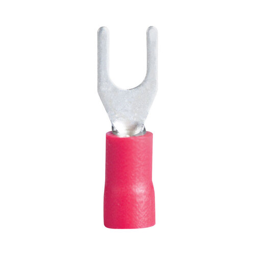 Spade Terminal, 600 V, 22 to 18 AWG Wire, #8 to 10 Stud, Vinyl Insulation, Red - pack of 20