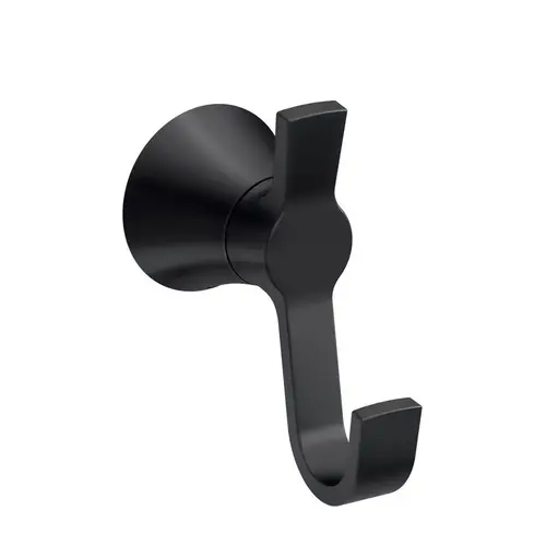 Mikah Series Robe Hook, 1-Hook, Zinc, Matte Black, Wall Mounting