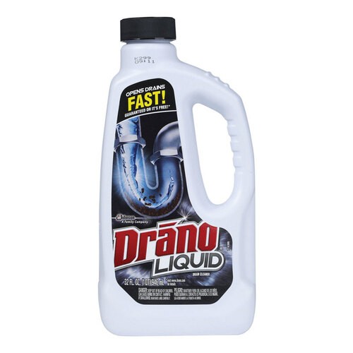 DRANO SJN000116EA Clog Remover, Liquid, Natural, Bleach, 32 oz Bottle