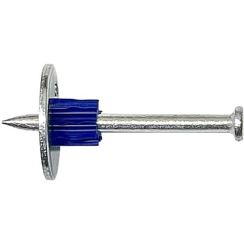 BLUE POINT FASTENING PDW25-51F10 Drive Pin with Washer .300" D X 2" L Steel Flat Head