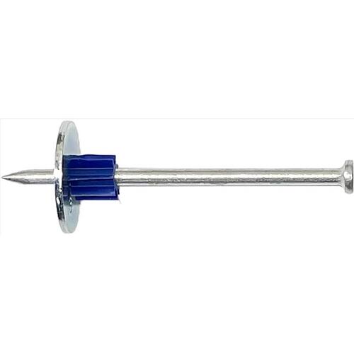 BLUE POINT FASTENING PDW25-76F10 Drive Pin with Washer .300" D X 3" L Steel Flat Head