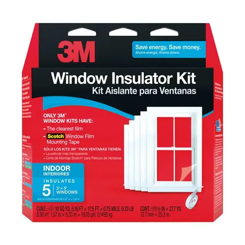 Window Insulation Kit Clear Plastic For Windows 17.5 ft. L X 0.75" Clear