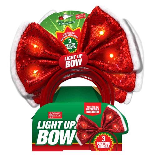Sequence Headband Christmas Bow Red - pack of 12