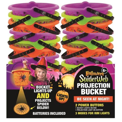 LED Projection Bucket Halloween Spider Web Assorted