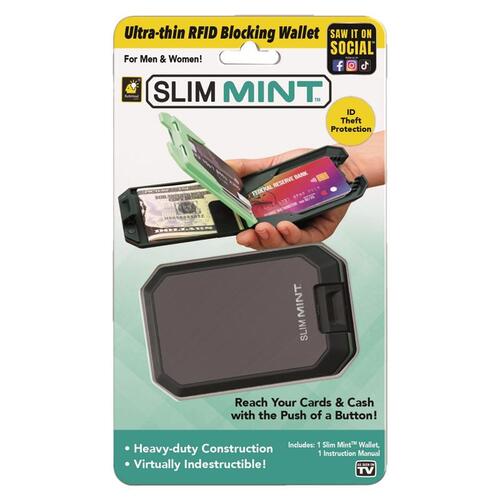Telebrands 16951-8 Slim Mint Wallet Ultra-thin RFID Blocking Black