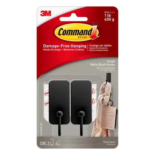 Hook Command Small Plastic 1" L Matte