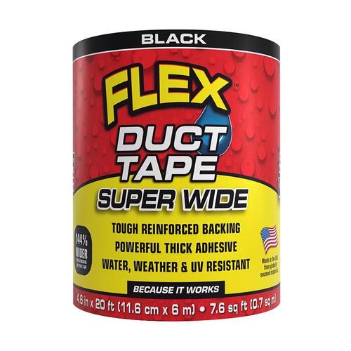 Swift Response DTBLKR4620 Duct Tape Flex Super Wide 4.6" W X 20 ft. L Black Black