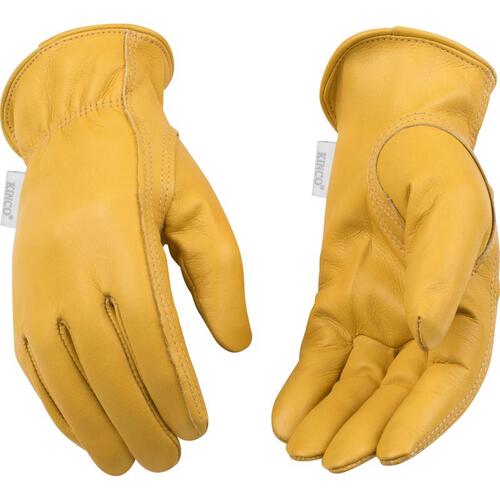 Driver Gloves, Women's, M, Keystone Thumb, Easy-On Cuff, Cowhide Leather, Gold Pair