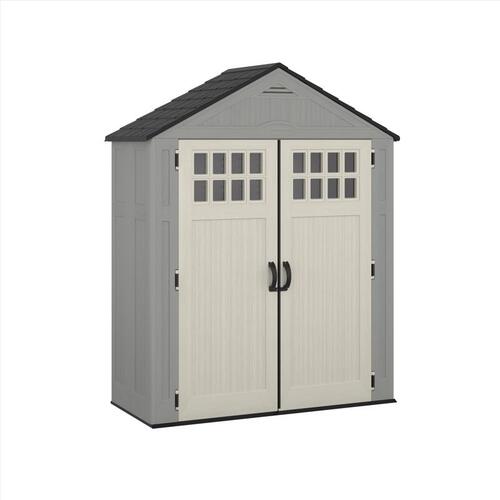 Storage Shed Everett 6 ft. x 3 ft. Resin Vertical Peak with Floor Kit Dove Gray